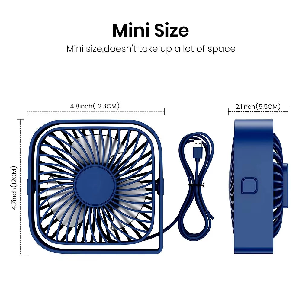 Mini Portable Fan,Usb Desk Fan Table,Quiet 3 Speed Wind Personal Fan 360°Rotatable Head Standing Fans for Room Camping Hom