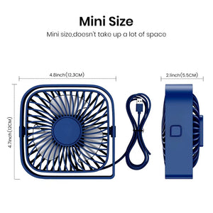 Mini Portable Fan,Usb Desk Fan Table,Quiet 3 Speed Wind Personal Fan 360°Rotatable Head Standing Fans for Room Camping Hom