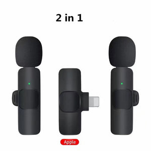 Wireless Lavalier Microphone Portable Audio Video Recording Mini Mic for I Phone Android Long Battery Life Live Broadcast Gaming