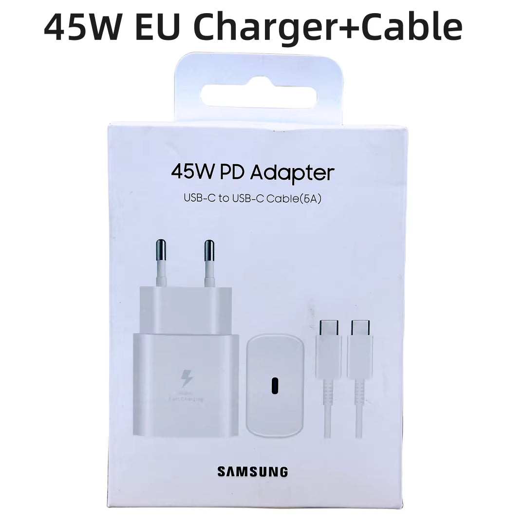 Original  Charger 45W Super Fast Charge EU CERTIFIED Adapter for Galaxy Z Fold 5 4 3 Flip 5 4 3 S23 S24 Ultra S20 S22 S21