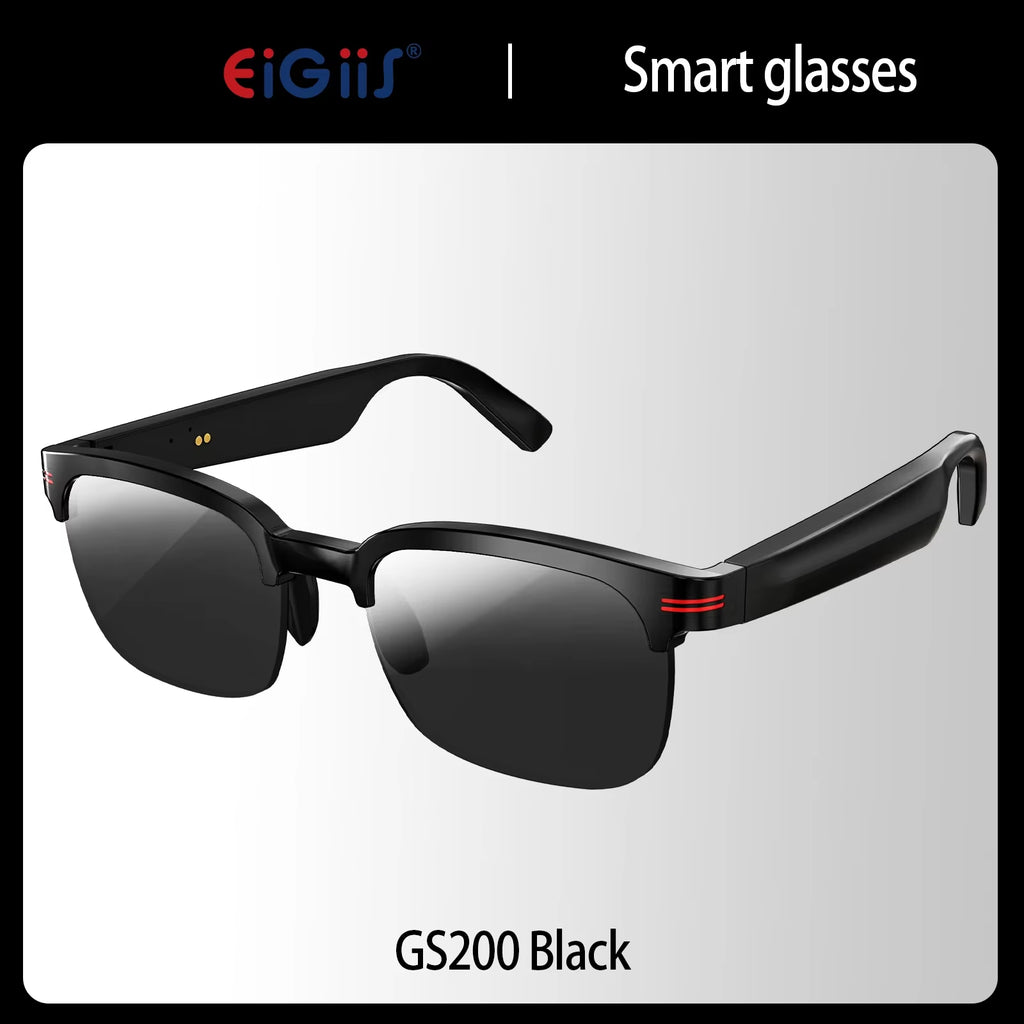 New GS200 Smart Glasses Wireless Call Music Playback Half Frame Sunglasses with Blue Light UV Protection IP67 Waterproof