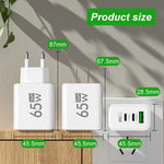 65W USB C Charger Fast Charging Gan Phone Charger Power Adapter Mobile Phone Adapter Quick Charger 3.0 for Iphone Samsung Xiaomi