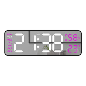 9 Inch Large Digital Wall Clock USB Powered TEMP Humidity Week Auto Dimmer DST Table Clock 12/24H Electronic LED Alarm Clock