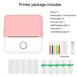 Mini Printer, Inkless Sticker Maker, Free Cut Small Pocket Printer, Portable Thermal Printer for Photo Journal Notes Memo