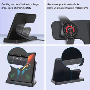 15W 3 in 1 Wireless Charger Stand Fast Charging Dock Station for  Z Fold 3 S21 S20 Galaxy Watch 5 4 3 Active 2 S3 S4 Buds