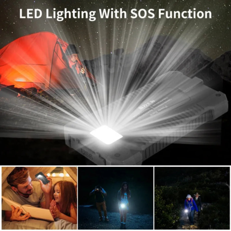 2USB Portable Super Charger Solar Power Bank with LED Flashlights 30000Mah