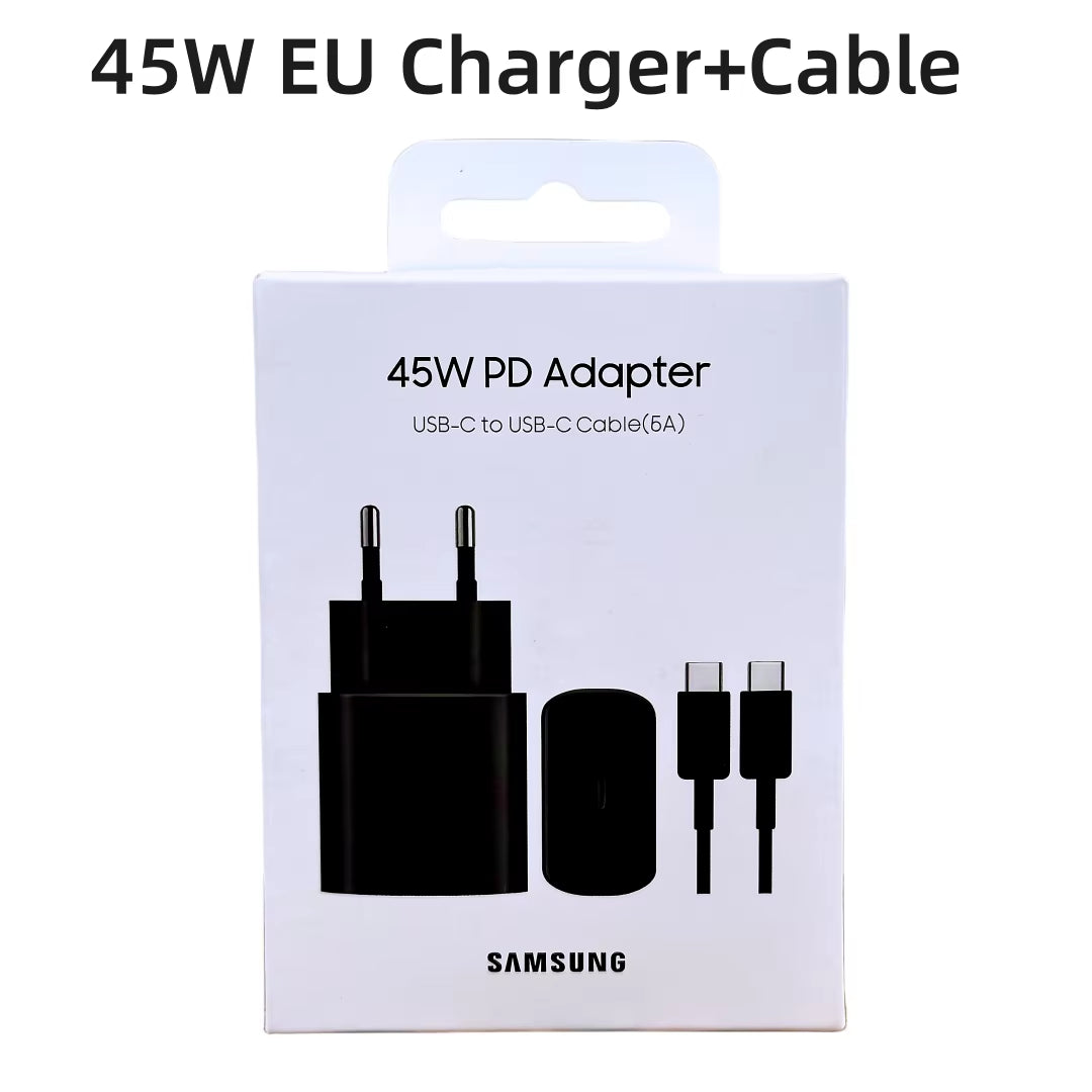 Original  Charger 45W Super Fast Charge EU CERTIFIED Adapter for Galaxy Z Fold 5 4 3 Flip 5 4 3 S23 S24 Ultra S20 S22 S21