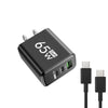 65W USB C Charger Fast Charging Gan Phone Charger Power Adapter Mobile Phone Adapter Quick Charger 3.0 for Iphone Samsung Xiaomi