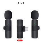 Wireless Lavalier Microphone Portable Audio Video Recording Mini Mic for I Phone Android Long Battery Life Live Broadcast Gaming