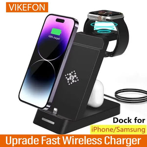 3 in 1 Wireless Charger Stand for Iphone 15 14 Samsung S22 S21 Fast Charging Station Dock for Galaxy/Apple Watch Airpods