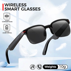 New GS200 Smart Glasses Wireless Call Music Playback Half Frame Sunglasses with Blue Light UV Protection IP67 Waterproof