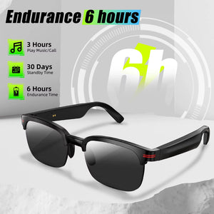 New GS200 Smart Glasses Wireless Call Music Playback Half Frame Sunglasses with Blue Light UV Protection IP67 Waterproof