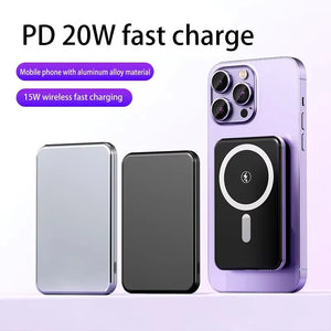 Magnetic 30000Mah Power Bank Wireless Portable Fast Charger Slim Metal Powerbank External Spare Battery for Iphone 15 14 Xiaomi