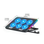 New Laptop Cooler Laptop Cooling Pad Notebook Gaming Cooler Stand with 6 LED Fan 2 USB Ports Phone Holder for 15.6in Laptop