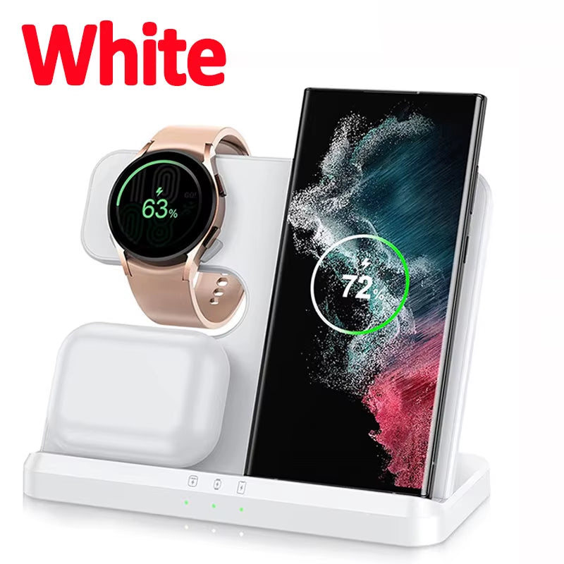 15W 3 in 1 Wireless Charger Stand Fast Charging Dock Station for  Z Fold 3 S21 S20 Galaxy Watch 5 4 3 Active 2 S3 S4 Buds