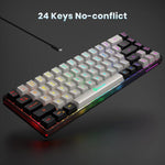 Gaming Keyboard, Wired Backlit Mini Keyboard, Ultra-Compact 68 Keys Membrane Gaming Wired Keyboard for PC Laptop Mac