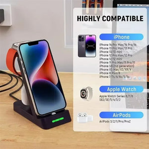 3 in 1 Wireless Charger Stand for Iphone 15 14 Samsung S22 S21 Fast Charging Station Dock for Galaxy/Apple Watch Airpods