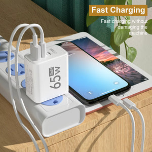 65W USB C Charger Fast Charging Gan Phone Charger Power Adapter Mobile Phone Adapter Quick Charger 3.0 for Iphone Samsung Xiaomi