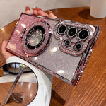 Luxury Glitter Magsafe Bracket Diamond Case for Samsung Galaxy S25 S24 Ultra S23 S22Plus A55 A35 A25 A24 A15 A05S Plating Cover