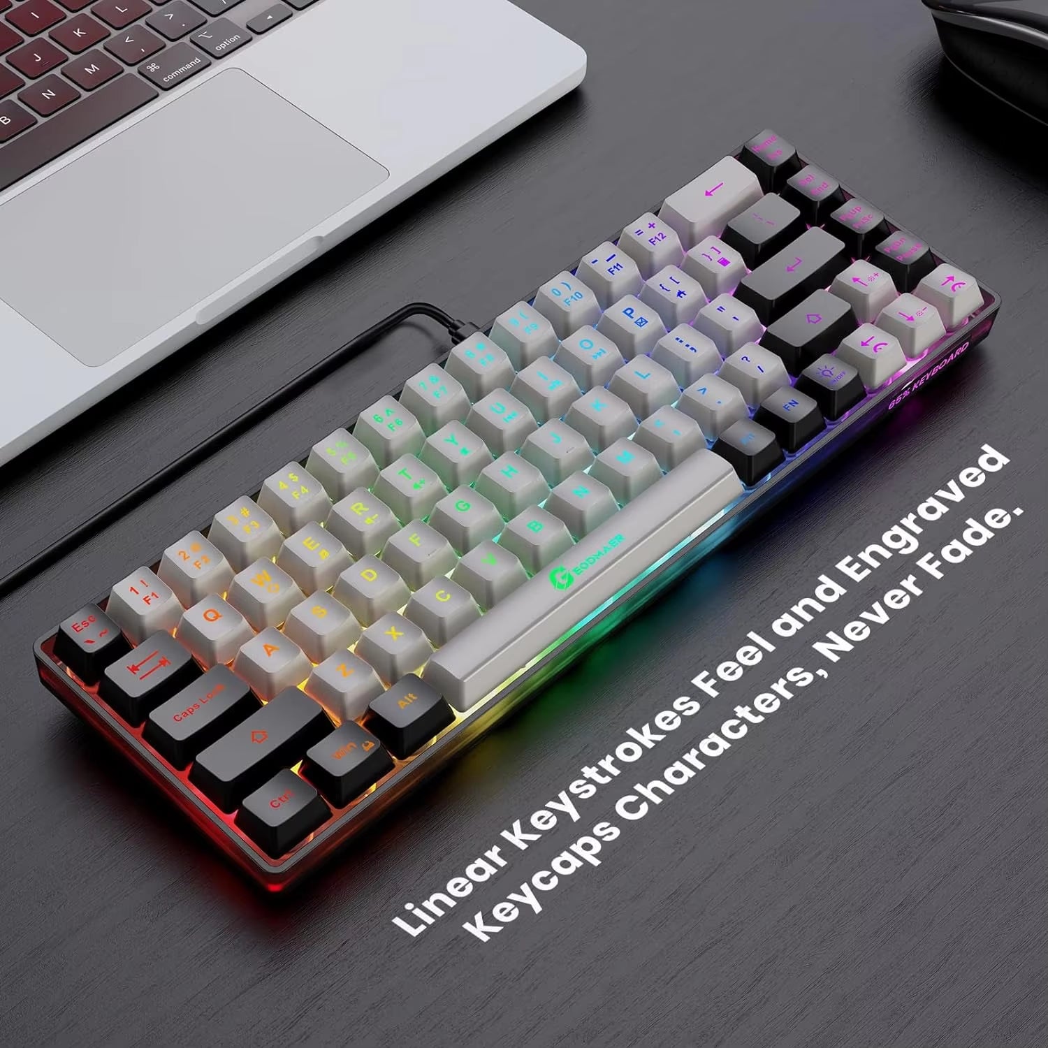 Gaming Keyboard, Wired Backlit Mini Keyboard, Ultra-Compact 68 Keys Membrane Gaming Wired Keyboard for PC Laptop Mac