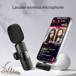 Wireless Lavalier Microphone Portable Audio Video Recording Mini Mic for I Phone Android Long Battery Life Live Broadcast Gaming